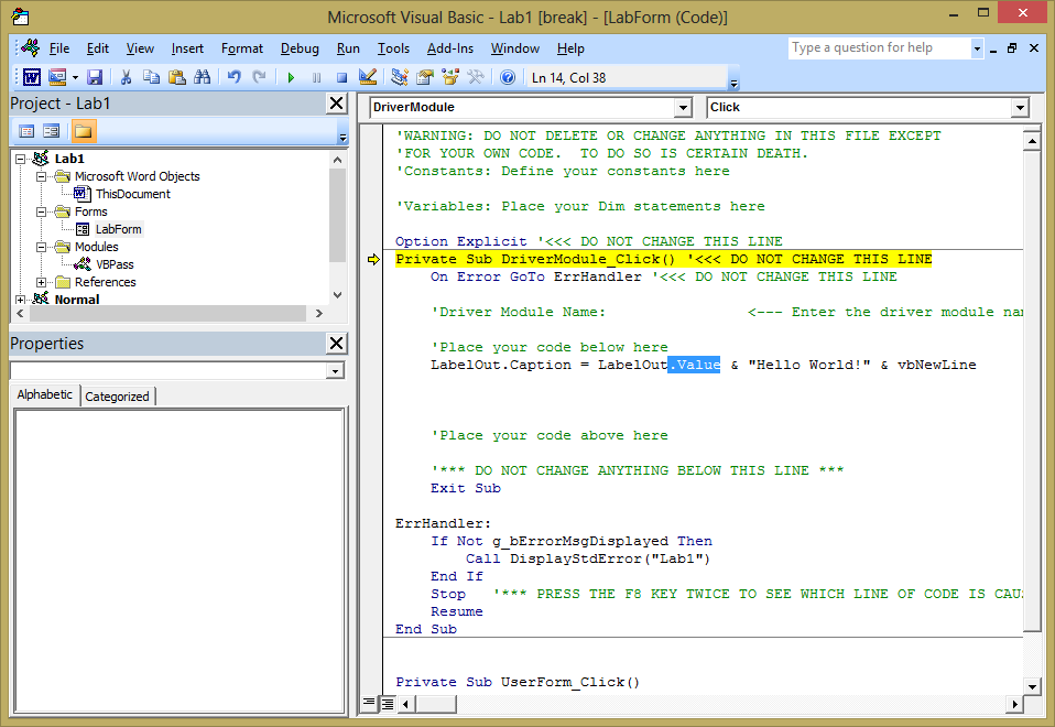 A screen capture of the Lab Form dialog.