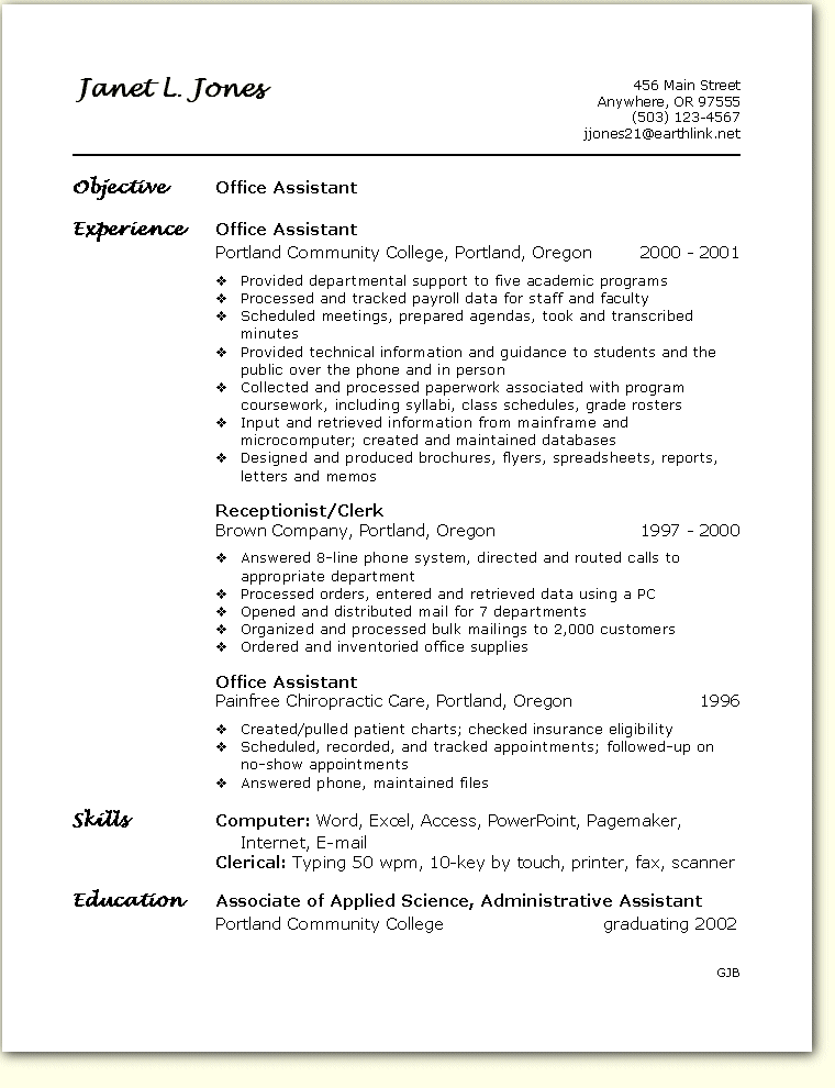 Objective based resume