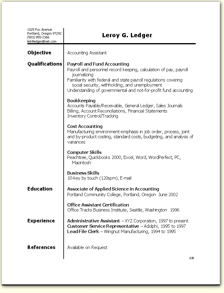 BA Resume Sample