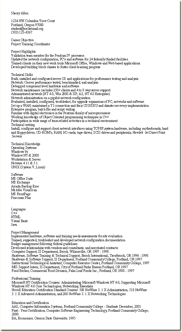 Scannable Resume Sample