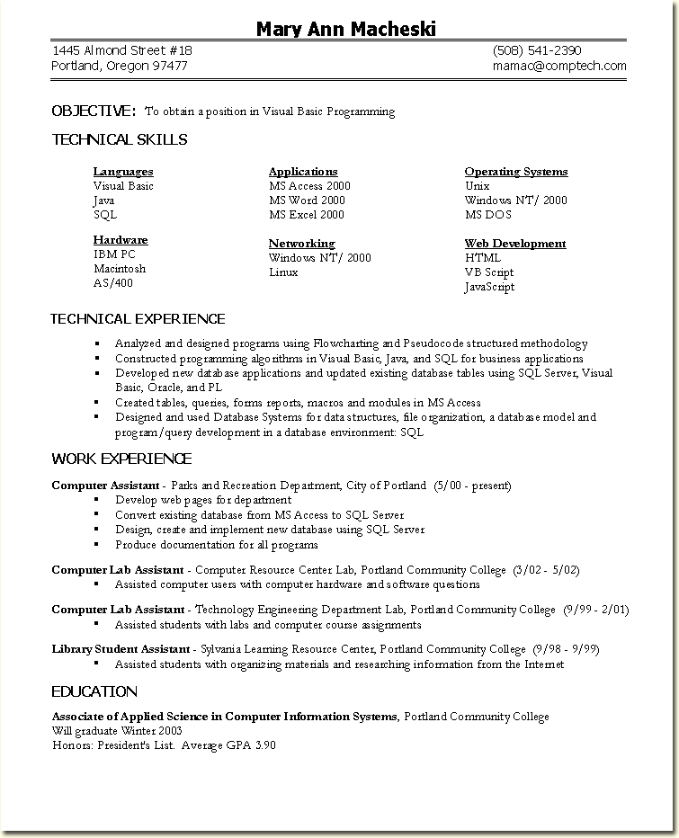 Sample Resume