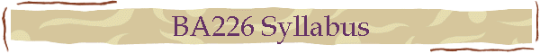 BA226 Syllabus