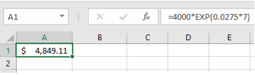 An image of the spreadsheet showing the formula used and the result.