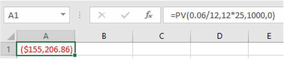 An image of the spreadsheet showing the formula used and the result.