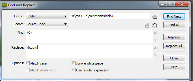 Find and Replace Source Code