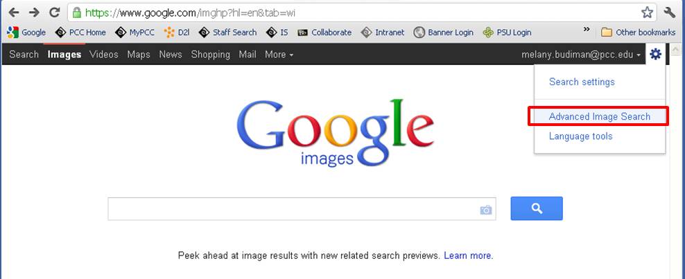 Google images advanced search