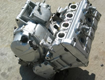 Motorcycle engine on ground