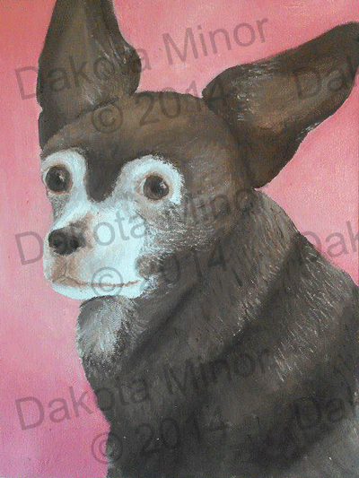 painting of a brown Chihuahua dog