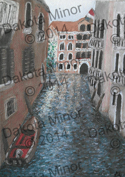 Acrylic painting of a Venice Italy canal