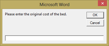 An input box asking for the original price of a bed.