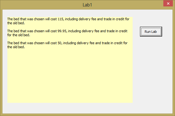 Output from running Lab 1 on the sample input.