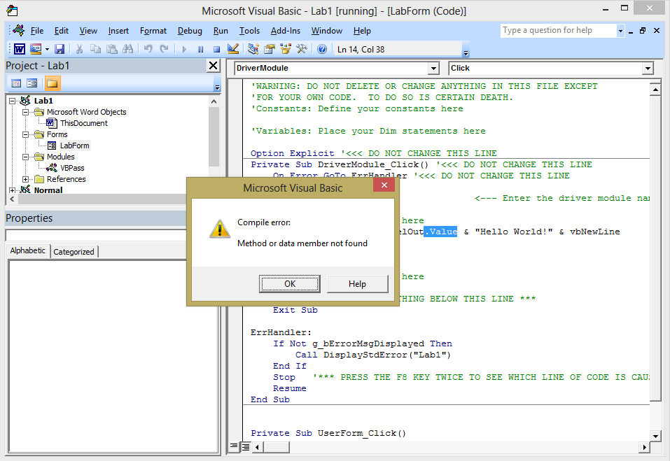 A screen capture of the Lab Form dialog.