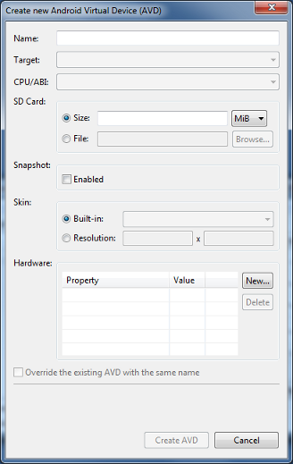 AVD Dialog