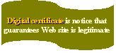 Flowchart: Punched Tape: Digital certificate is notice that guarantees Web site is legitimate